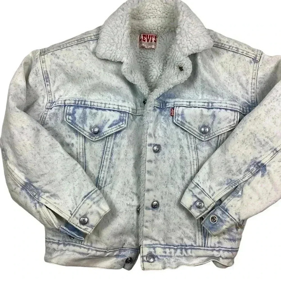 Levi's Jackets & Blazers - Vintage Levi’s 80s acid wash denim sherpa jacket
